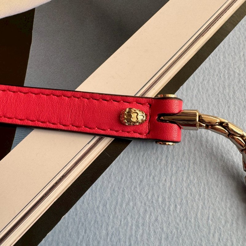 ✨經典款 Bvlgari 桃紅色琺瑯石蛇頭鏈背包-17