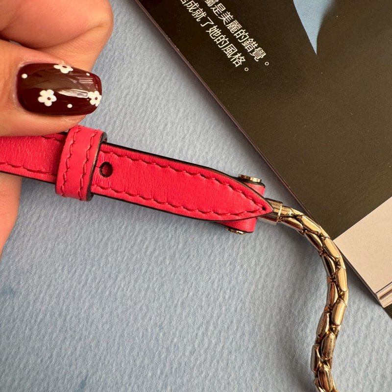 ✨經典款 Bvlgari 桃紅色琺瑯石蛇頭鏈背包-18