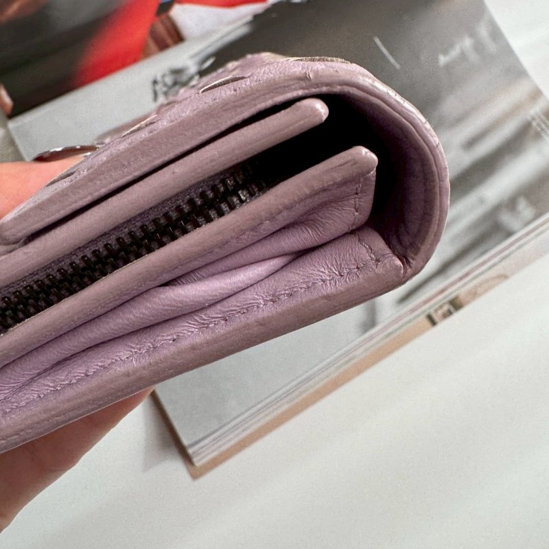 🎆盒子、防塵都有 BV 芋香紫水蛇皮釦式長夾-4