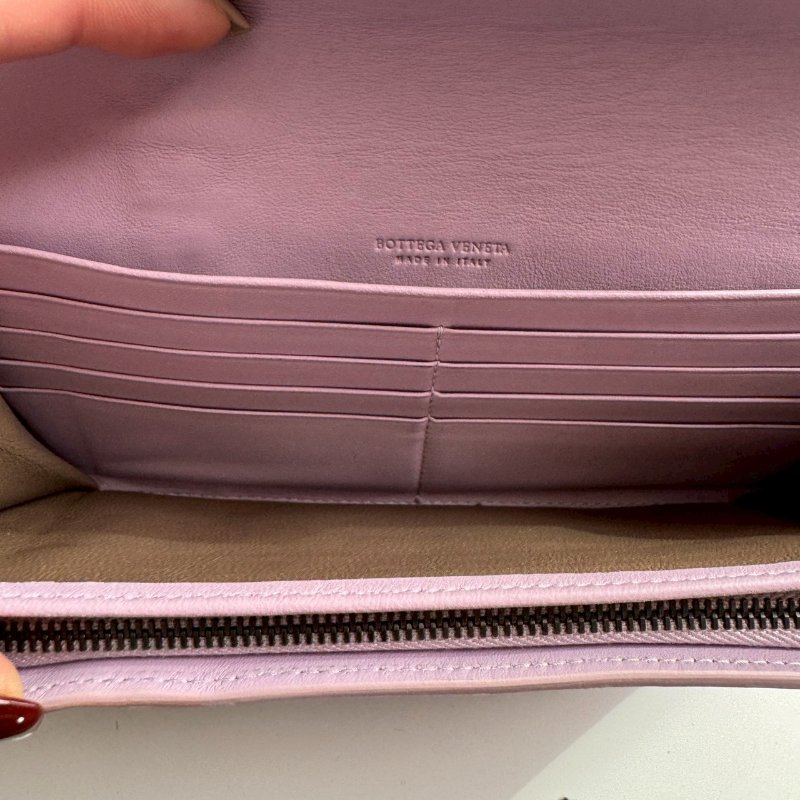 🎆盒子、防塵都有 BV 芋香紫水蛇皮釦式長夾-22