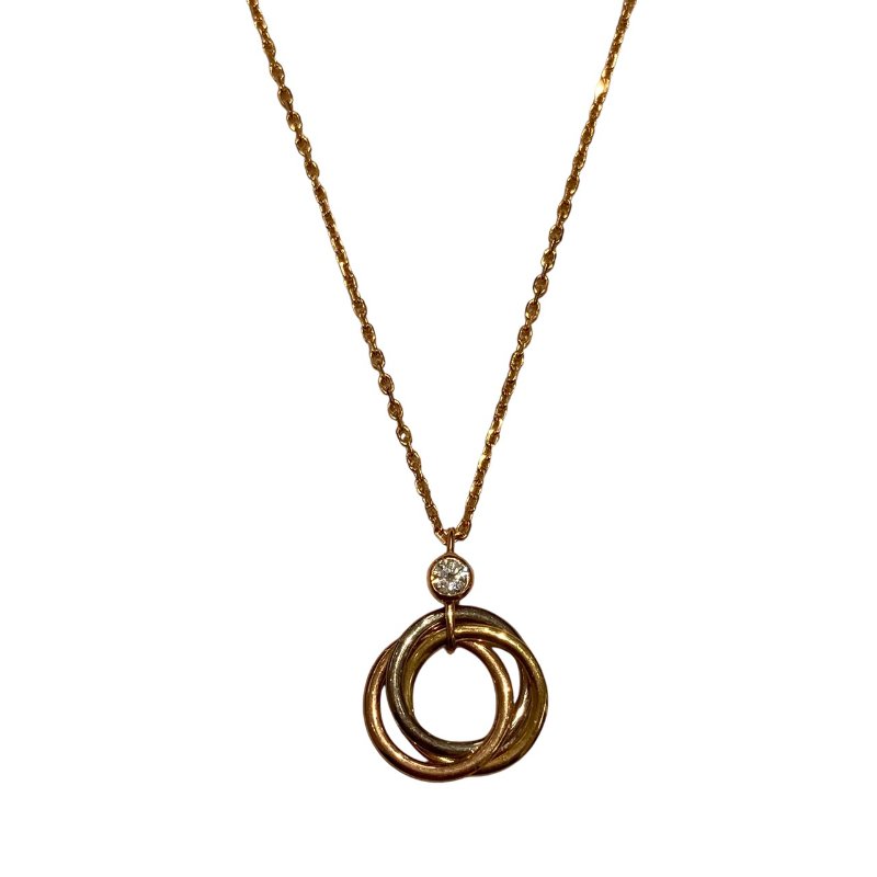 CARTIER 卡地亞 TRINITY NECKLACE 18K 項鍊 YG WG PG 鑽石-0