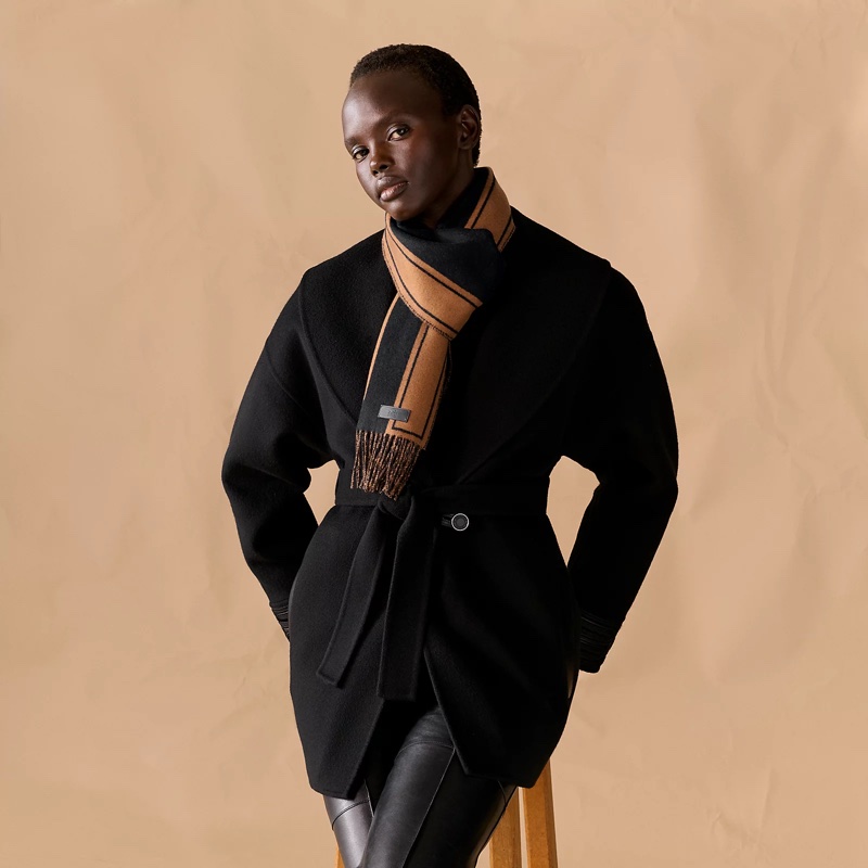 Hermes Casaque Clefs de H圍巾 （H269140S 04）黑色 / 栗紅色-4