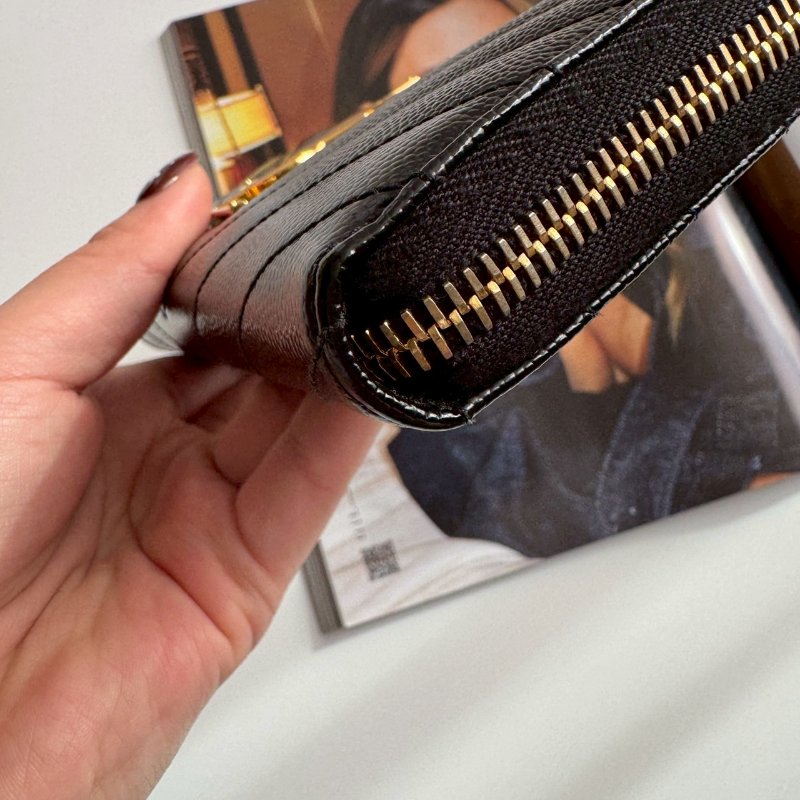✨經典熱銷款 YSL 黑色荔枝皮拉鍊長夾-7