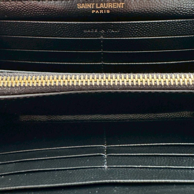 ✨經典熱銷款 YSL 黑色荔枝皮拉鍊長夾-10