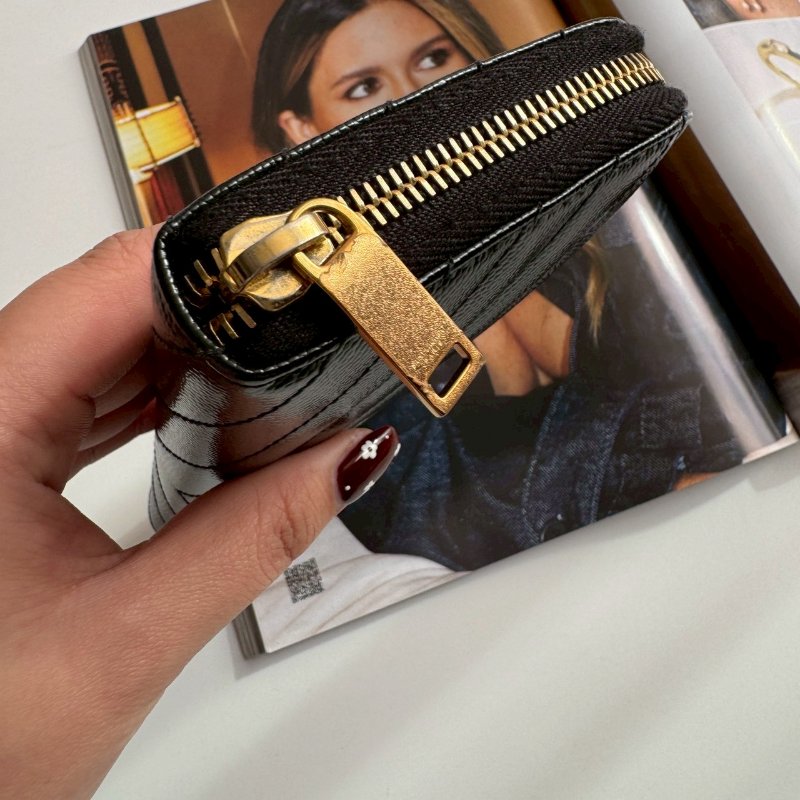 ✨經典熱銷款 YSL 黑色荔枝皮拉鍊長夾-11