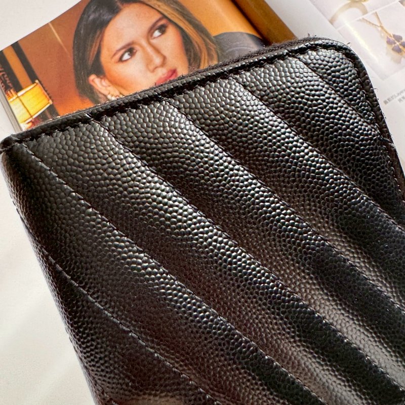 ✨經典熱銷款 YSL 黑色荔枝皮拉鍊長夾-12