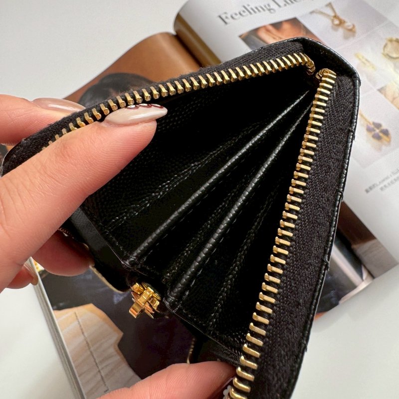 ✨經典熱銷款 YSL 黑色荔枝皮拉鍊長夾-18