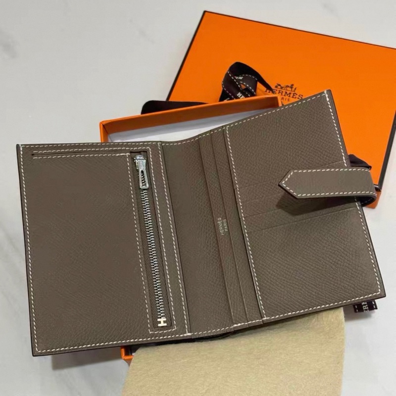 Hermès Bearn大象灰銀扣短夾錢包B刻-2