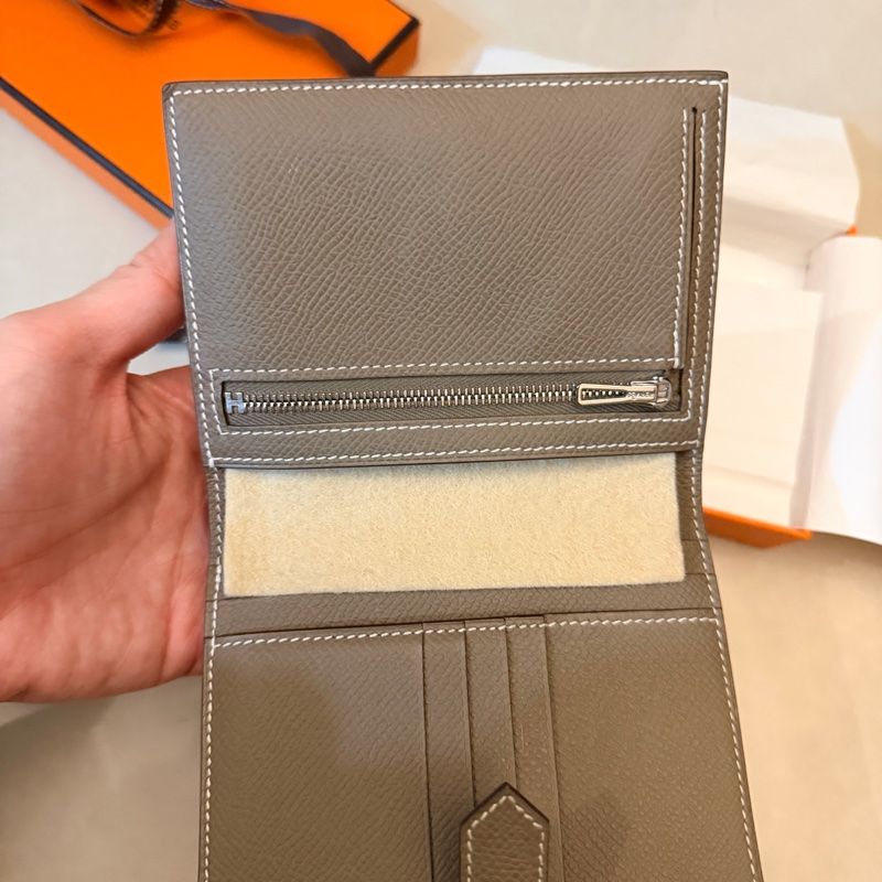 Hermès Bearn大象灰銀扣短夾錢包B刻-4