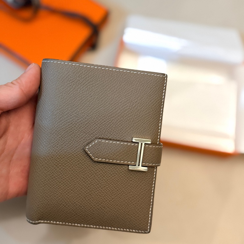 Hermès Bearn大象灰銀扣短夾錢包B刻-7