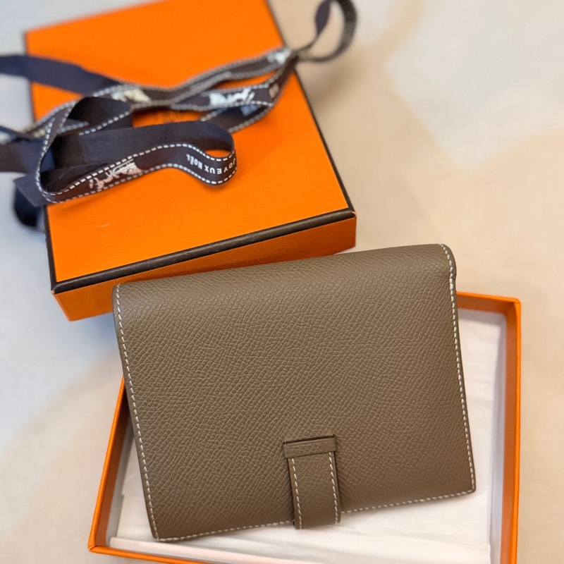 Hermès Bearn大象灰銀扣短夾錢包B刻-8