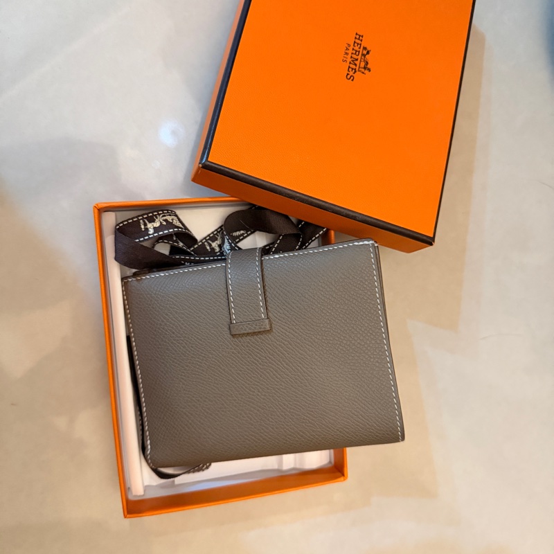 Hermès Bearn大象灰銀扣短夾錢包B刻-9
