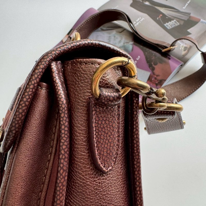 🎉10萬不到 Chanel Paris-Bombay 酒紅拼羊皮學院風橫式斜背包-7