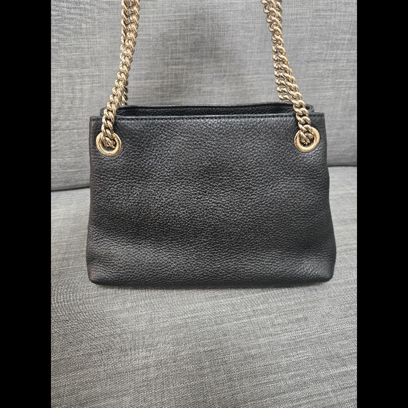 Gucci soho 黑色荔枝牛皮流蘇 肩背包 斜背包 小號-10