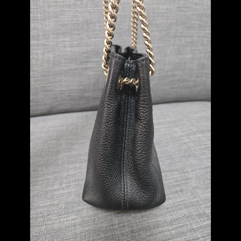 Gucci soho 黑色荔枝牛皮流蘇 肩背包 斜背包 小號-11