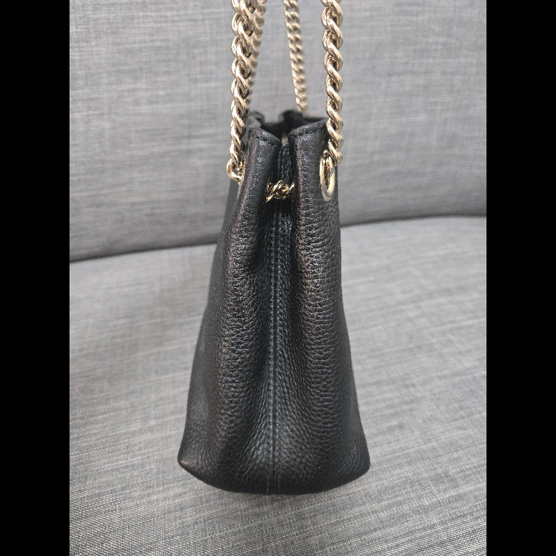 Gucci soho 黑色荔枝牛皮流蘇 肩背包 斜背包 小號-12