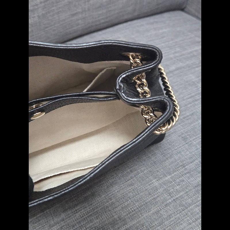 Gucci soho 黑色荔枝牛皮流蘇 肩背包 斜背包 小號-20