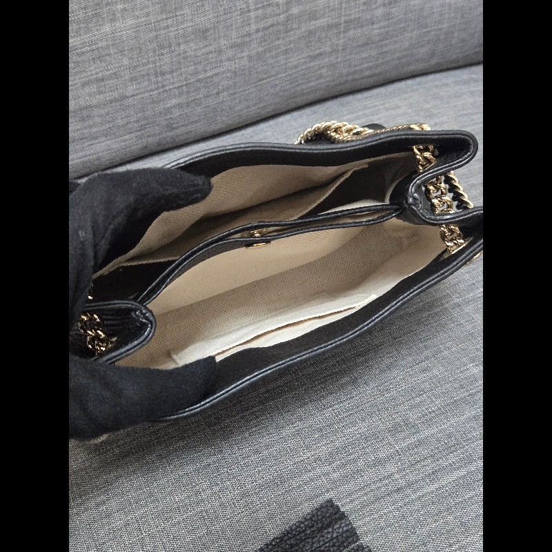 Gucci soho 黑色荔枝牛皮流蘇 肩背包 斜背包 小號-21