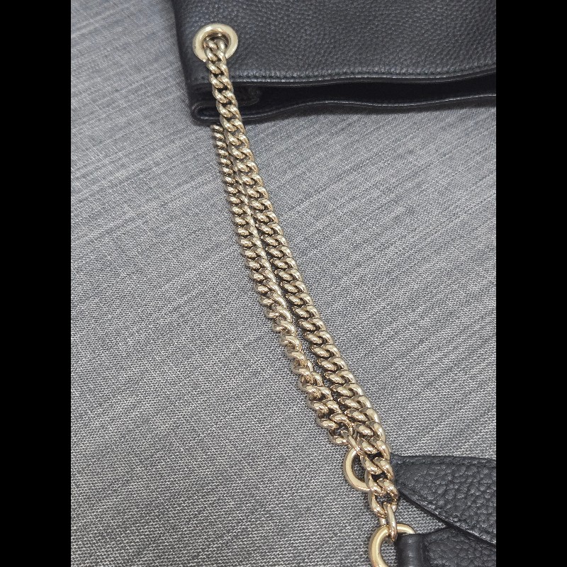 Gucci soho 黑色荔枝牛皮流蘇 肩背包 斜背包 小號-25