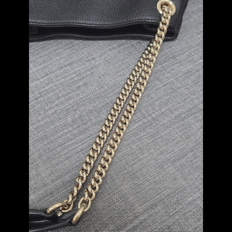 Gucci soho 黑色荔枝牛皮流蘇 肩背包 斜背包 小號-26