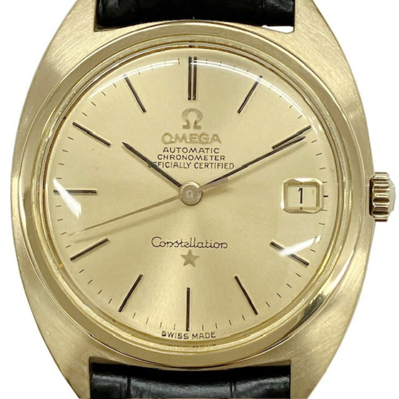 歐米茄星座系列 168.009 Cal.561 750 168.017 18K金自動上鍊男士腕錶,附日期顯示功能-3