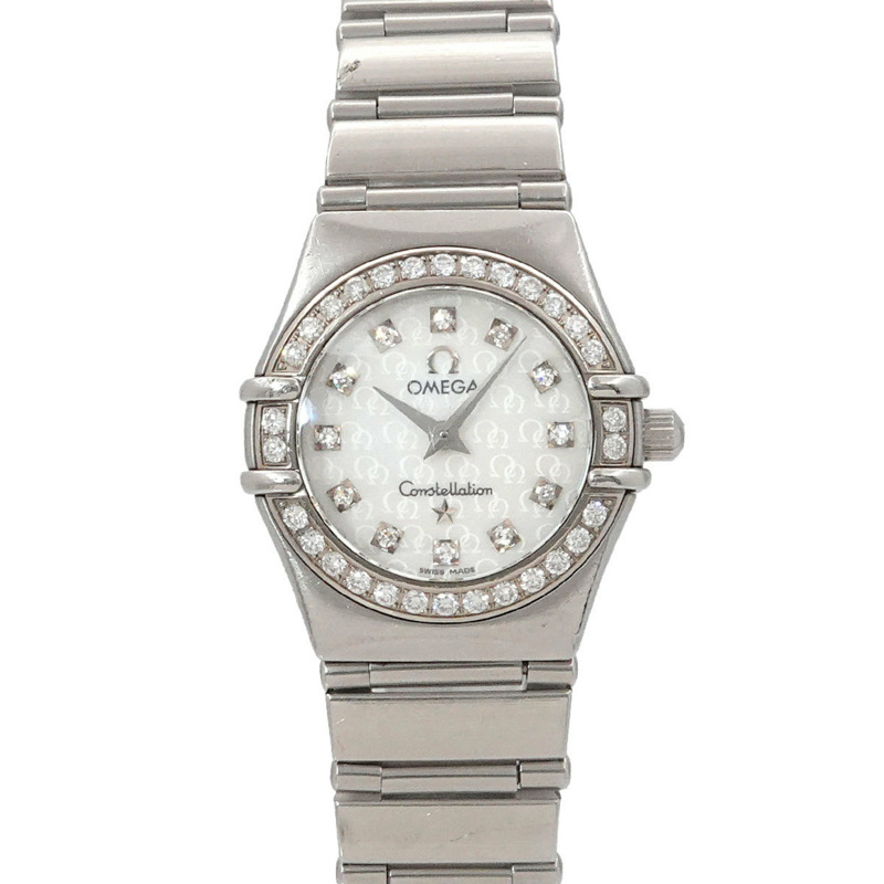 歐米茄星座系列迷你腕錶 1460 75 50週年紀念款 鑲鑽錶圈 女士腕錶 12P 白色錶殼 石英機芯-0