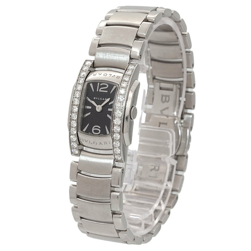 寶格麗 Assioma AA26S 鑲鑽錶圈女士腕錶，黑色石英機芯-2