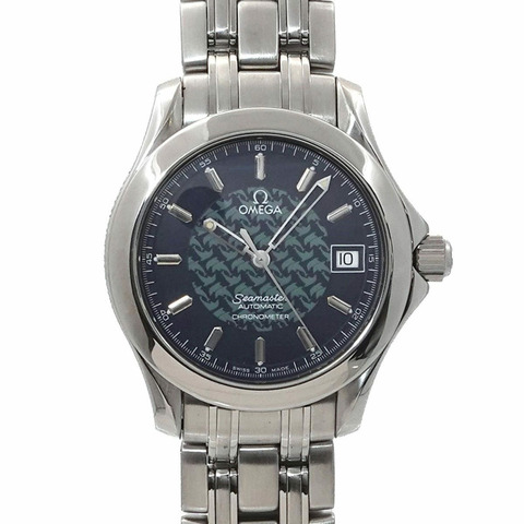 歐米茄海馬系列2500 80 Jacques Mayol限量版男士腕錶，限量5000枚，帶日期顯示，海軍藍錶盤，自動上鍊