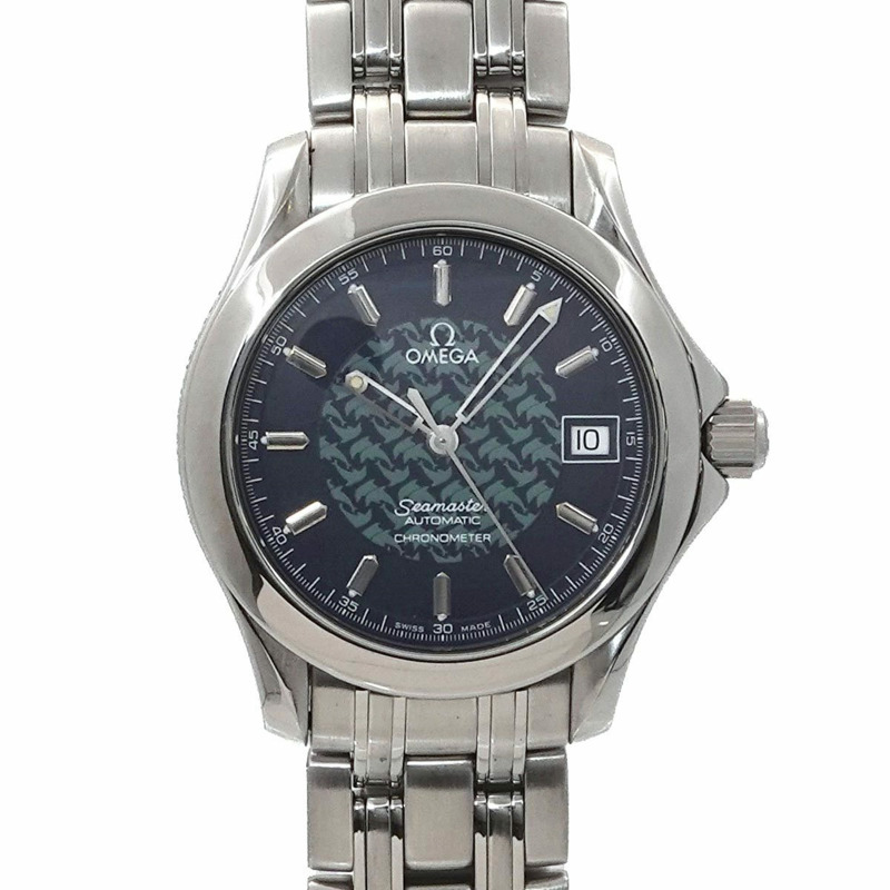 歐米茄海馬系列2500 80 Jacques Mayol限量版男士腕錶，限量5000枚，帶日期顯示，海軍藍錶盤，自動上鍊-0