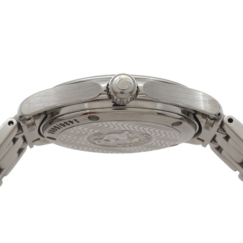 歐米茄海馬系列2500 80 Jacques Mayol限量版男士腕錶，限量5000枚，帶日期顯示，海軍藍錶盤，自動上鍊-4