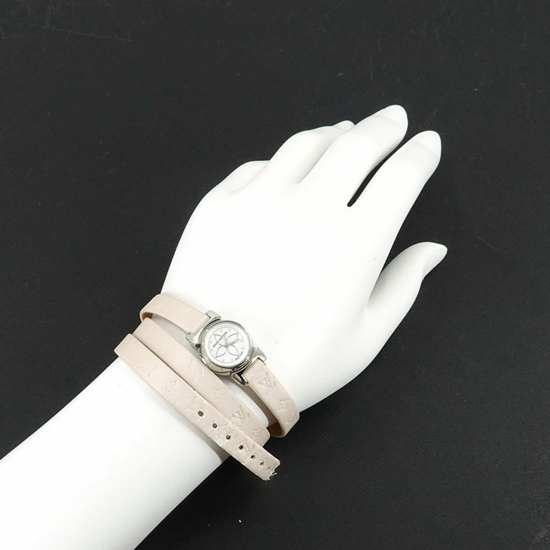 路易威登 Tambour Bijou 三重線圈 Q151C 女士白色貝殼石英腕錶-3