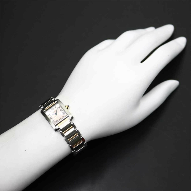 卡地亞 Tank Française SM 雙色腕錶 W51036Q4 60週年限量版女士18K玫瑰金石英錶-2