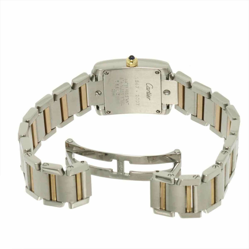 卡地亞 Tank Française SM 雙色腕錶 W51036Q4 60週年限量版女士18K玫瑰金石英錶-3