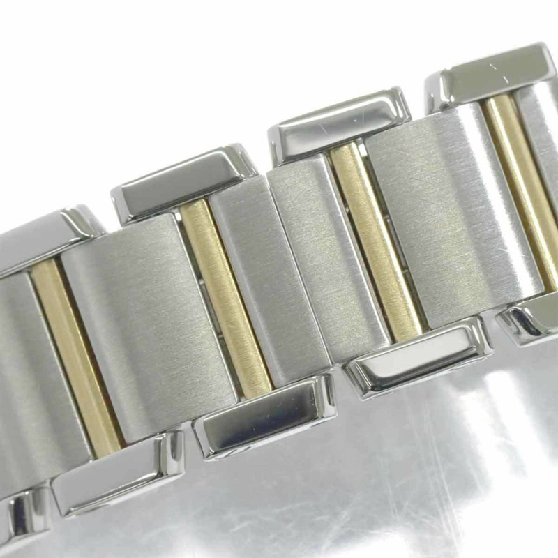 卡地亞 Tank Française SM 雙色腕錶 W51007Q4 女士象牙色 18K 黃金石英錶-6