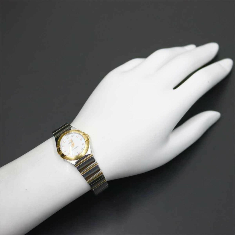 歐米茄星座系列雙色123 20 24 60 55 003女錶,鑲嵌12顆鑽石,白色錶殼,18K金錶殼,石英機芯-3