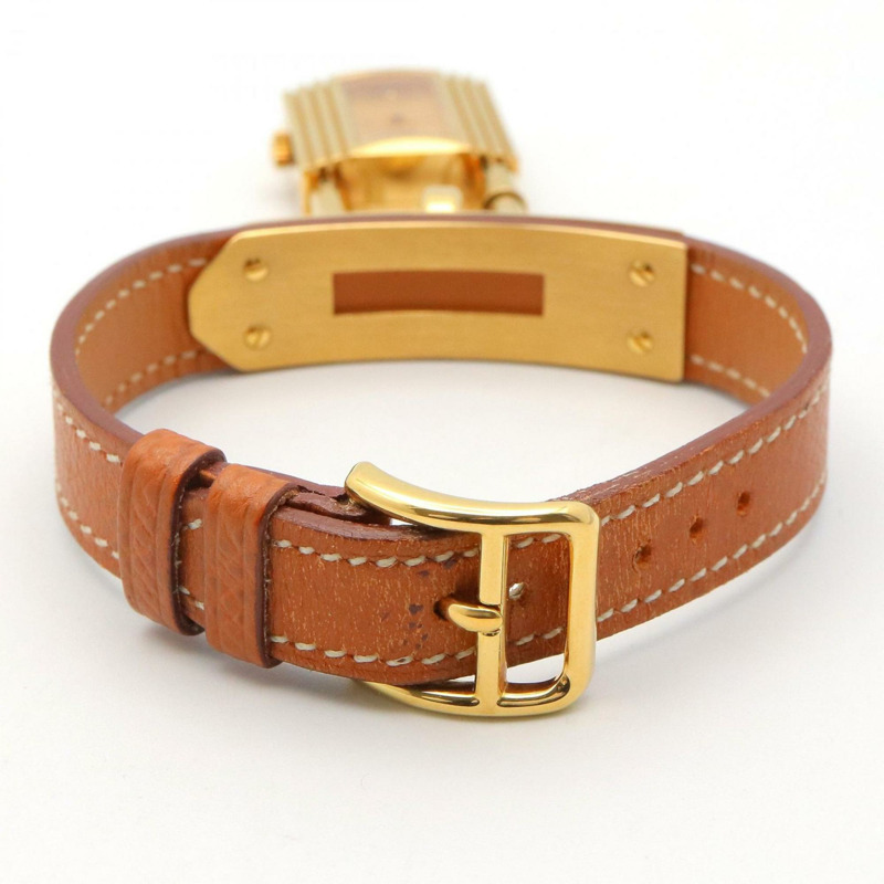 愛馬仕 Kelly 女士腕錶,鍍金款,皮革錶帶,金色,KE1.201-3