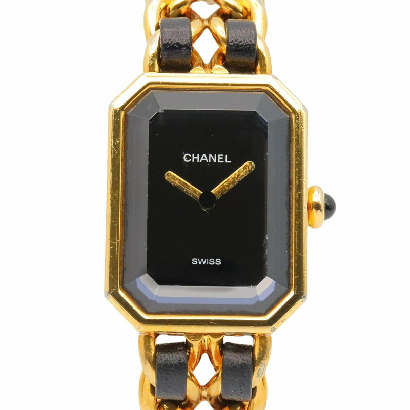 香奈兒 Premiere M 系列腕錶,鍍金,配皮錶帶,黑色,女士款,H0001-0