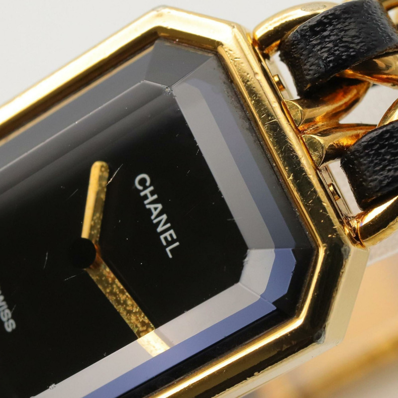 香奈兒 Premiere M 系列腕錶,鍍金,配皮錶帶,黑色,女士款,H0001-8