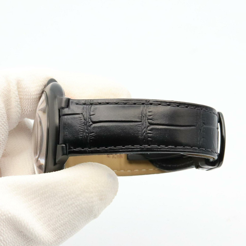 卡地亞 Ballon Bleu 系列 42 毫米男士腕錶,不鏽鋼(DLC 塗層)皮革錶帶,黑色,WSBB0015-6