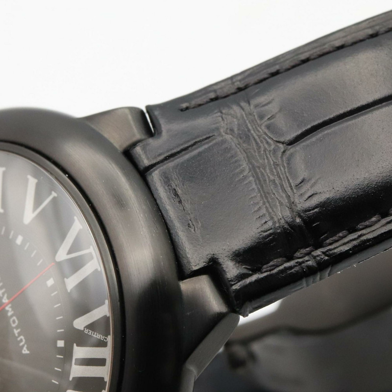 卡地亞 Ballon Bleu 系列 42 毫米男士腕錶,不鏽鋼(DLC 塗層)皮革錶帶,黑色,WSBB0015-11