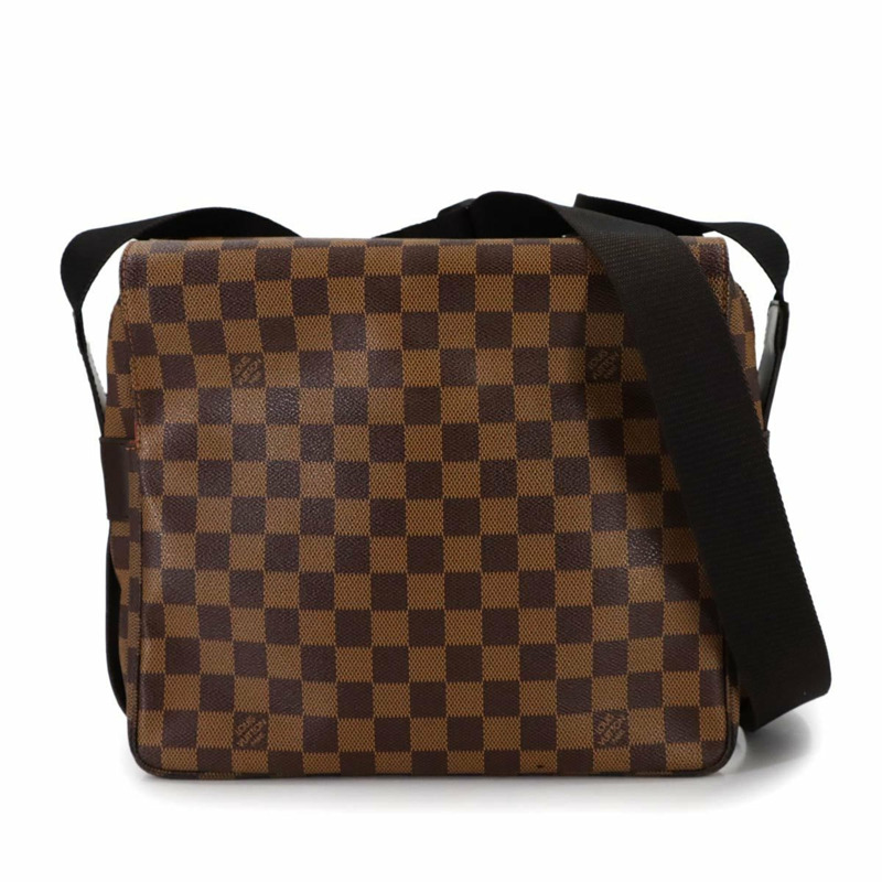 路易威登 Damier Naviglio 單肩手提包，Ebene 棕色，N45255，金色五金配件-0