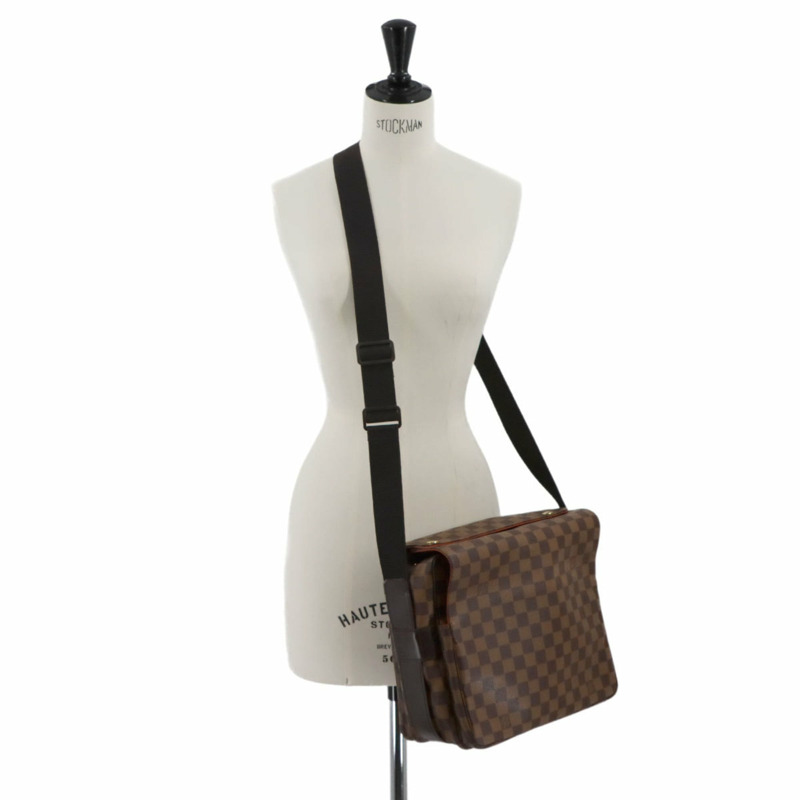 路易威登 Damier Naviglio 單肩手提包，Ebene 棕色，N45255，金色五金配件-9