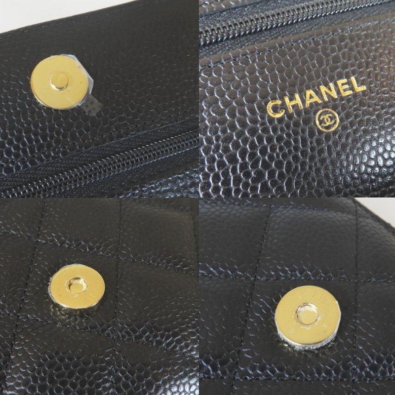 【巴黎站二手名牌專賣店】*現貨*CHANEL 香奈兒 真品*黑色菱格紋荔枝皮革金色雙C鏈包 WOC斜背包-4