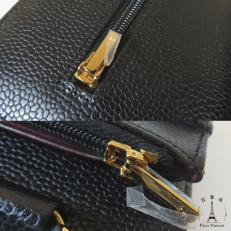 【巴黎站二手名牌專賣店】*現貨*CHANEL 香奈兒 真品*黑色菱格紋荔枝皮革金色雙C鏈包 WOC斜背包-5
