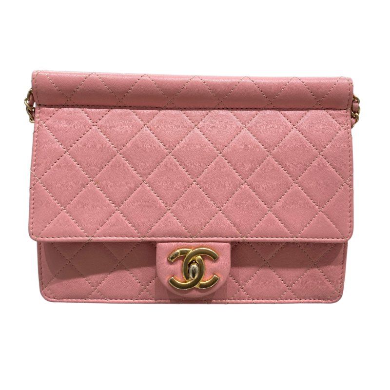 CHANEL 香奈兒 PEARL CHAIN FLAP BAG 珍珠鏈條口蓋包 山羊皮 櫻花粉 金釦-1