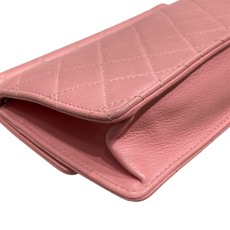 CHANEL 香奈兒 PEARL CHAIN FLAP BAG 珍珠鏈條口蓋包 山羊皮 櫻花粉 金釦-9