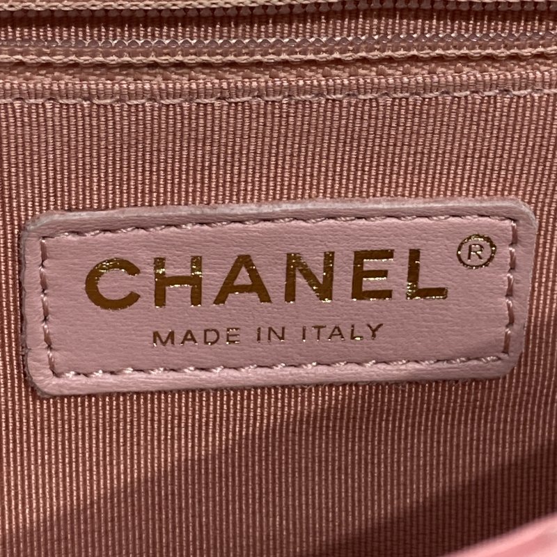 CHANEL 香奈兒 PEARL CHAIN FLAP BAG 珍珠鏈條口蓋包 山羊皮 櫻花粉 金釦-14