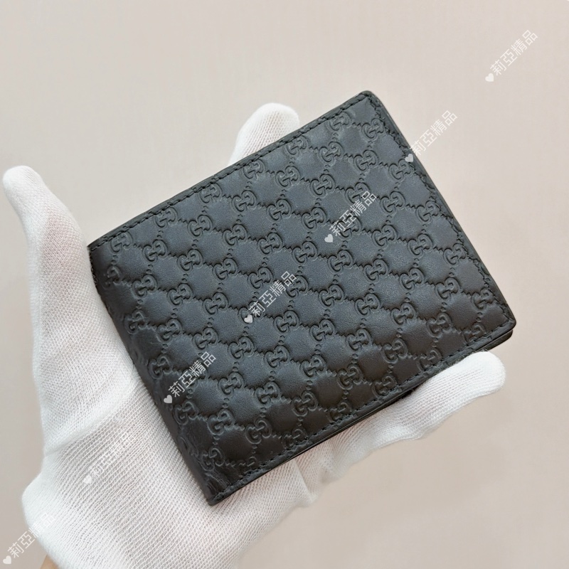 莉亞精品♡Gucci 黑壓紋對開短夾 二手美夾-1