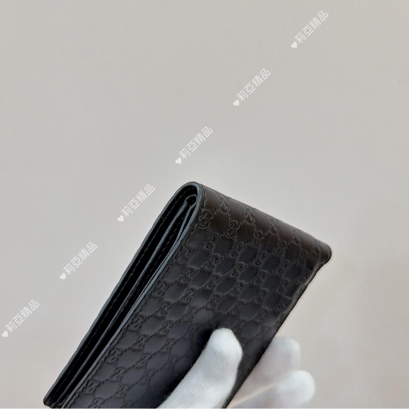 莉亞精品♡Gucci 黑壓紋對開短夾 二手美夾-7