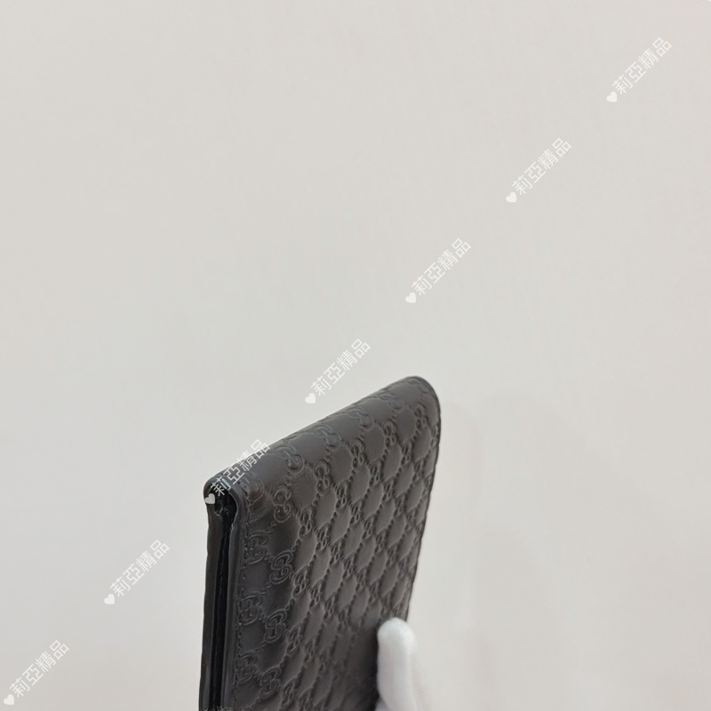 莉亞精品♡Gucci 黑壓紋對開短夾 二手美夾-9